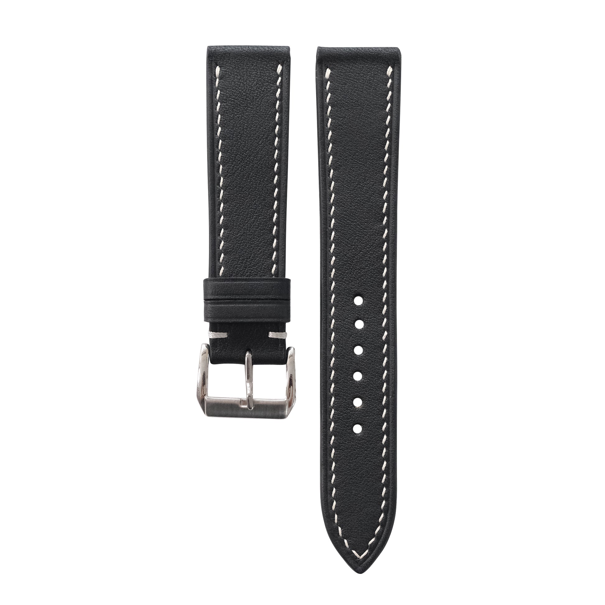 Flat Black Swift Leather Watch Strap