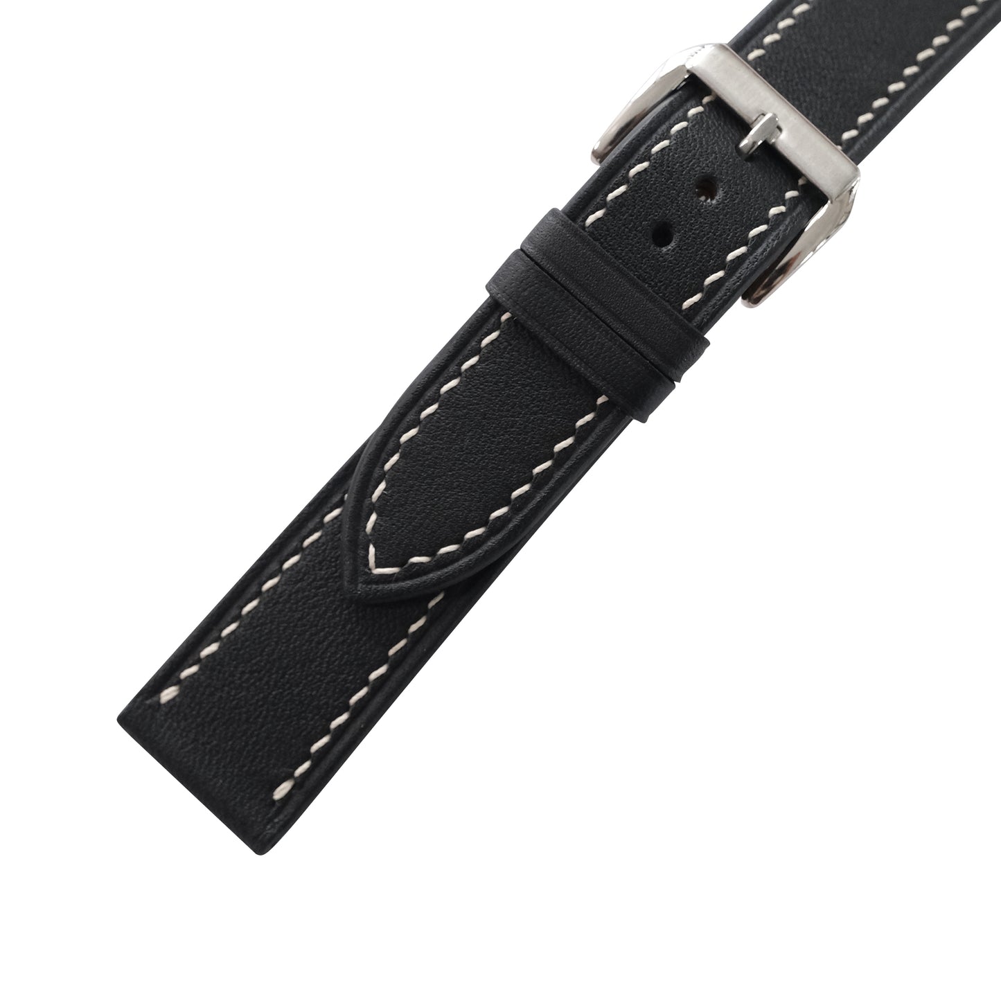 Flat Black Swift Leather Watch Strap