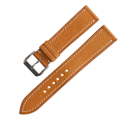 Flat British Tan Smooth Ostrich Leather Watch Strap