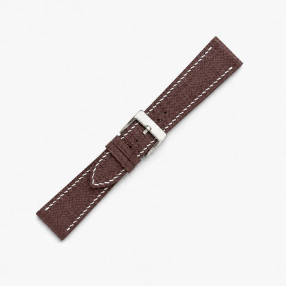 Flat Burgundy Epsom Leather Watch Strap