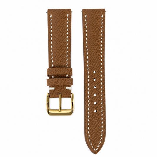 Flat Chestnut Brown Epsom Leather Watch Strap - Photo 1