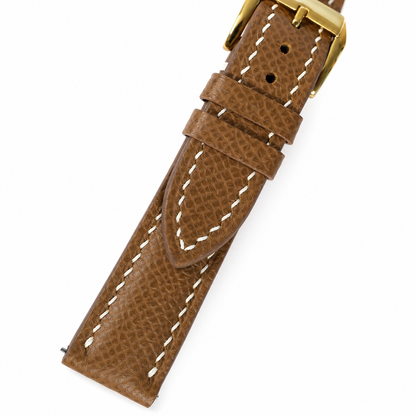 Flat Chestnut Brown Epsom Leather Watch Strap