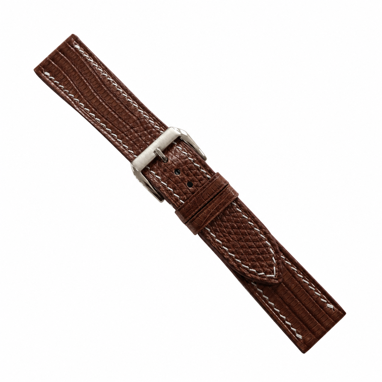 Flat Chocolate Brown Lizard Leather Watch Strap