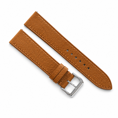 Flat Gold Caramel Epsom Leather Watch Strap - Photo 1
