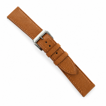 Flat Gold Caramel Epsom Leather Watch Strap - Photo 2