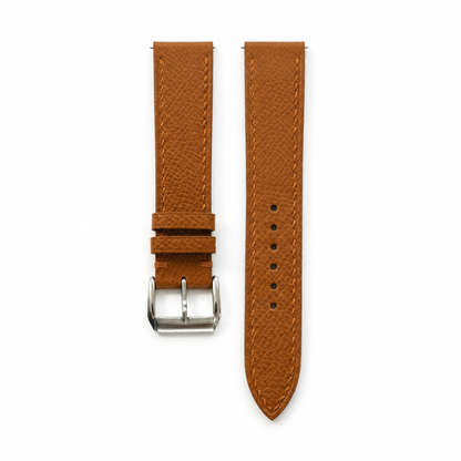 Flat Gold Caramel Epsom Leather Watch Strap - Photo 4