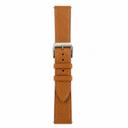 Flat Gold Caramel Epsom Leather Watch Strap - Photo 5