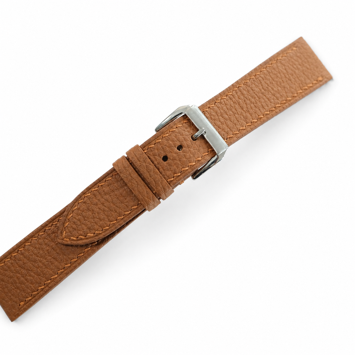 Flat Gold Caramel Togo Leather Watch Strap - Photo 2