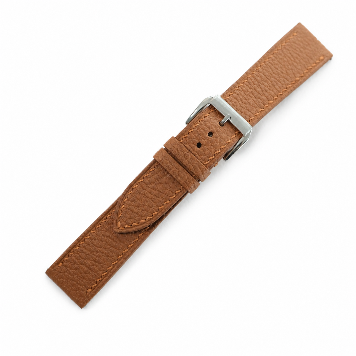 Flat Gold Caramel Togo Leather Watch Strap - Photo 3
