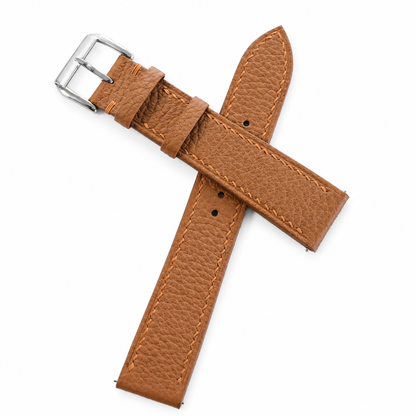 Flat Gold Caramel Togo Leather Watch Strap - Photo 4
