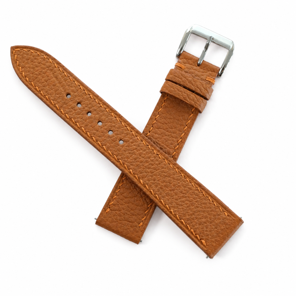 Flat Gold Caramel Togo Leather Watch Strap - Photo 5
