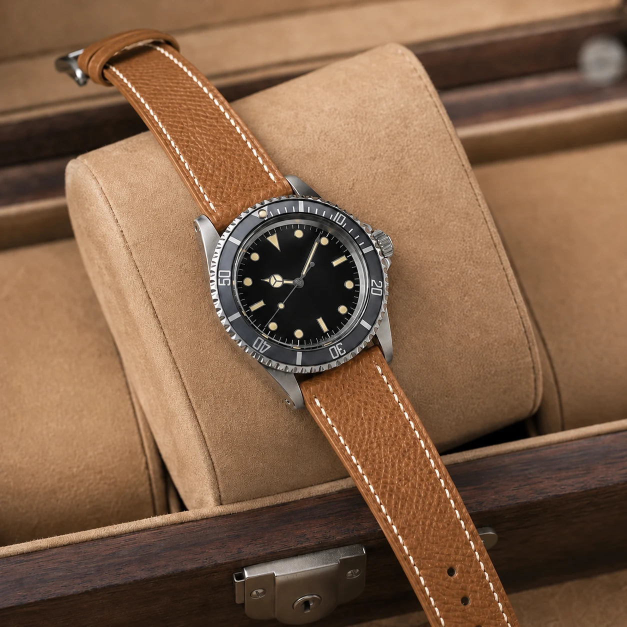 Flat Gold Epsom Leather Watch Strap