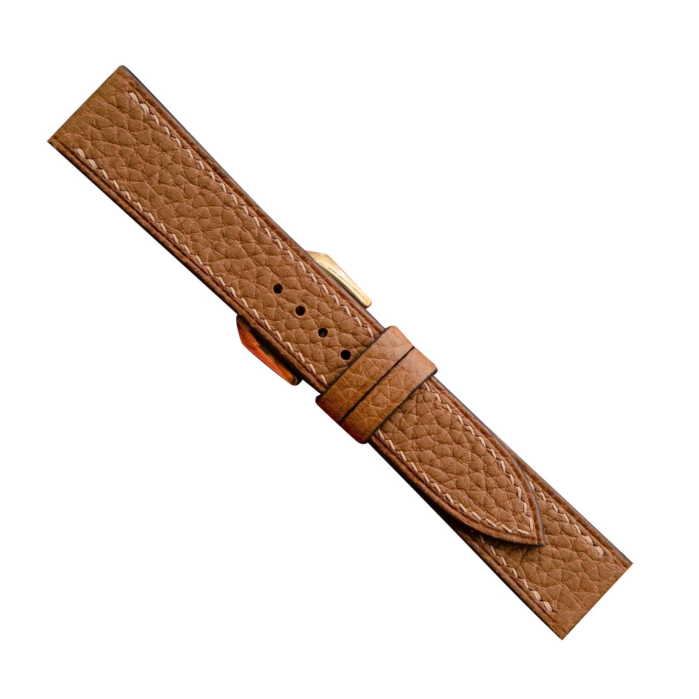 Flat Gold Togo Leather Watch Strap