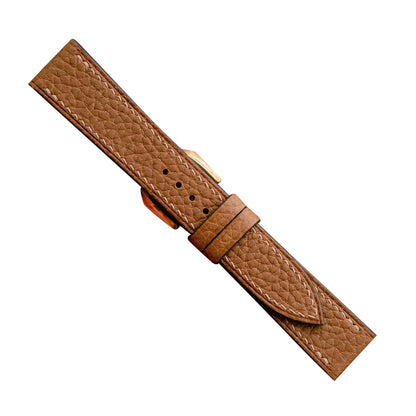 Flat Gold Togo Leather Watch Strap