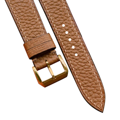 Flat Gold Togo Leather Watch Strap