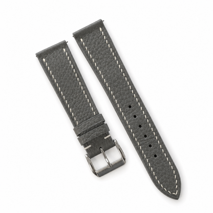Flat Graphite Gray Togo Leather Watch Strap