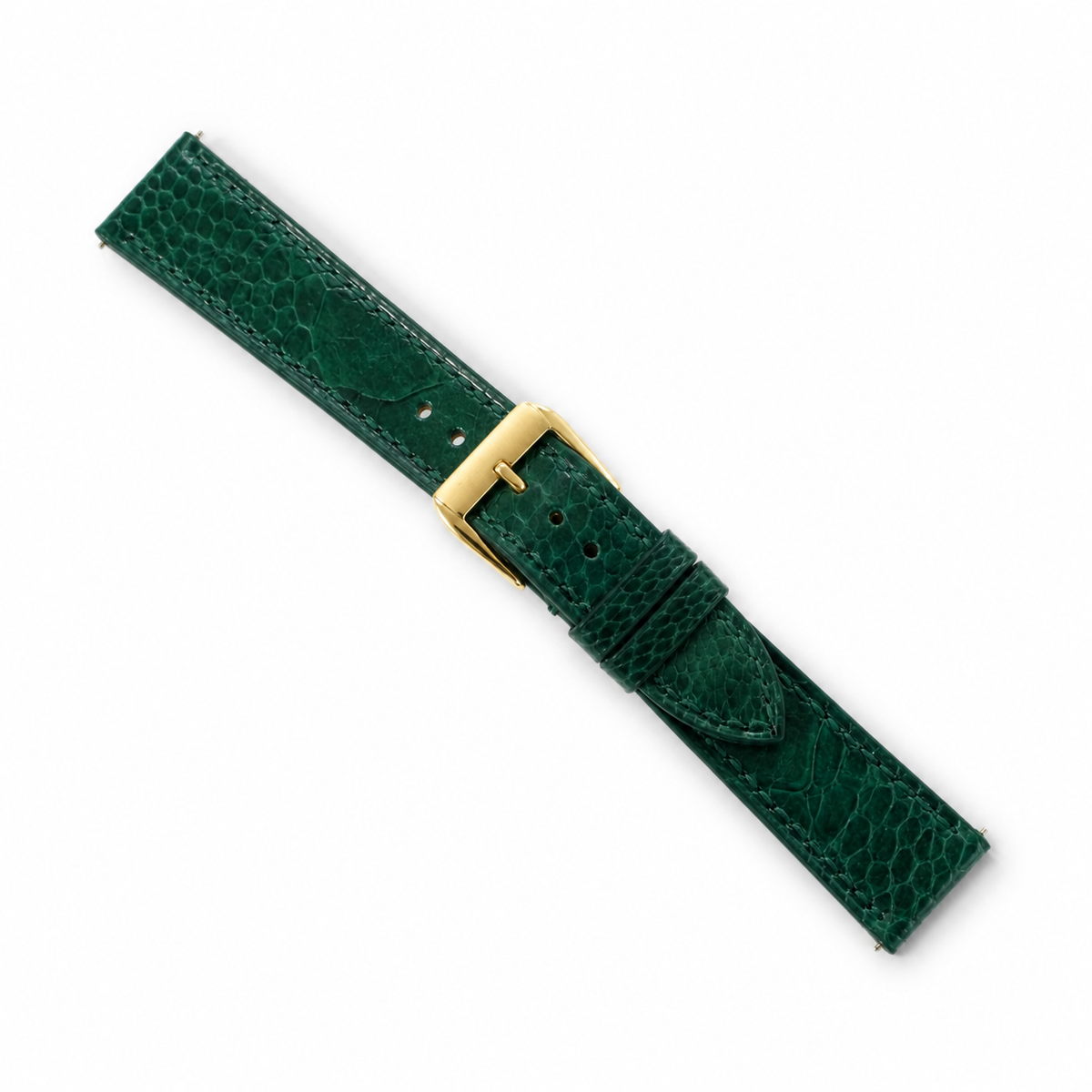 Flat Green Ostrich Leg Leather Watch Strap - Photo 2