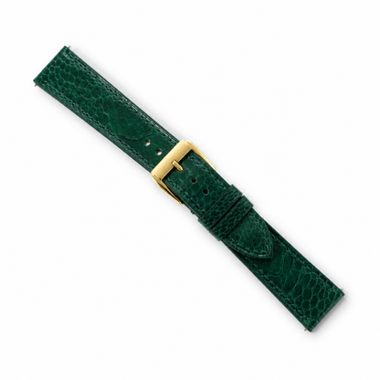 Flat Green Ostrich Leg Leather Watch Strap - Photo 2