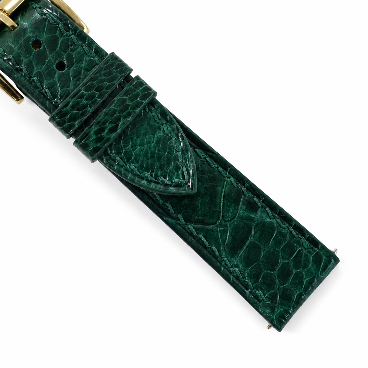 Flat Green Ostrich Leg Leather Watch Strap - Photo 3