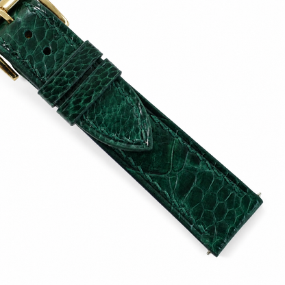Flat Green Ostrich Leg Leather Watch Strap - Photo 3