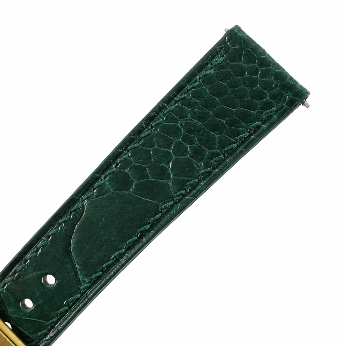 Flat Green Ostrich Leg Leather Watch Strap - Photo 4