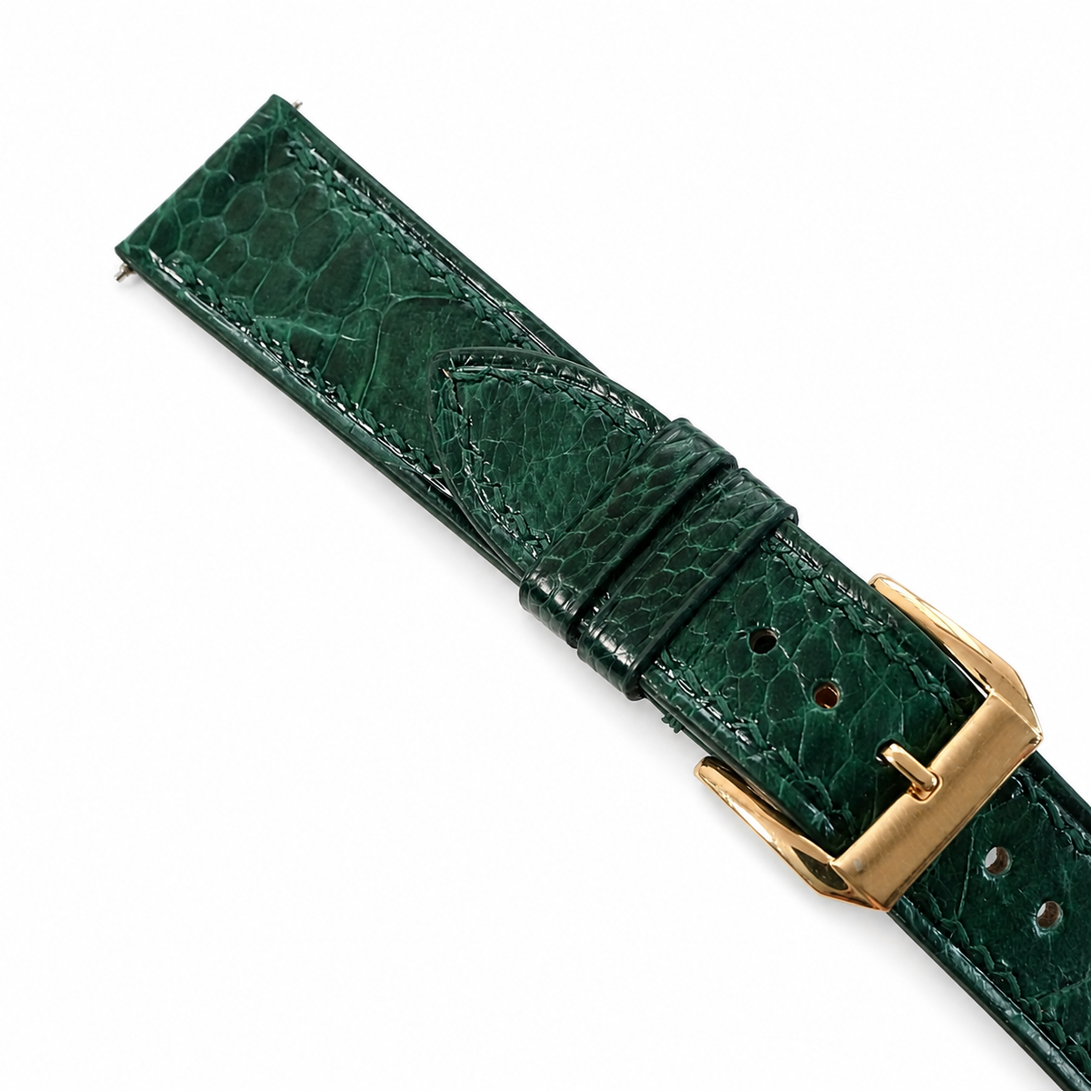 Flat Green Ostrich Leg Leather Watch Strap - Photo 5