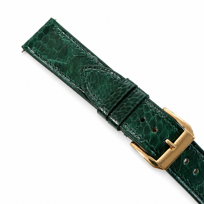 Flat Green Ostrich Leg Leather Watch Strap - Photo 5