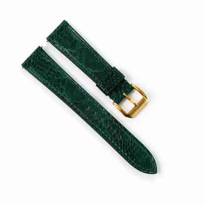 Flat Green Ostrich Leg Leather Watch Strap - Photo 6