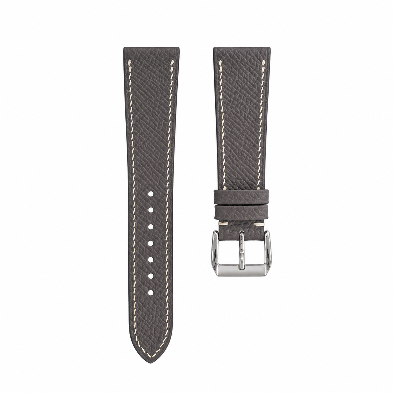 Flat Grey Epsom Leather Watch Strap
