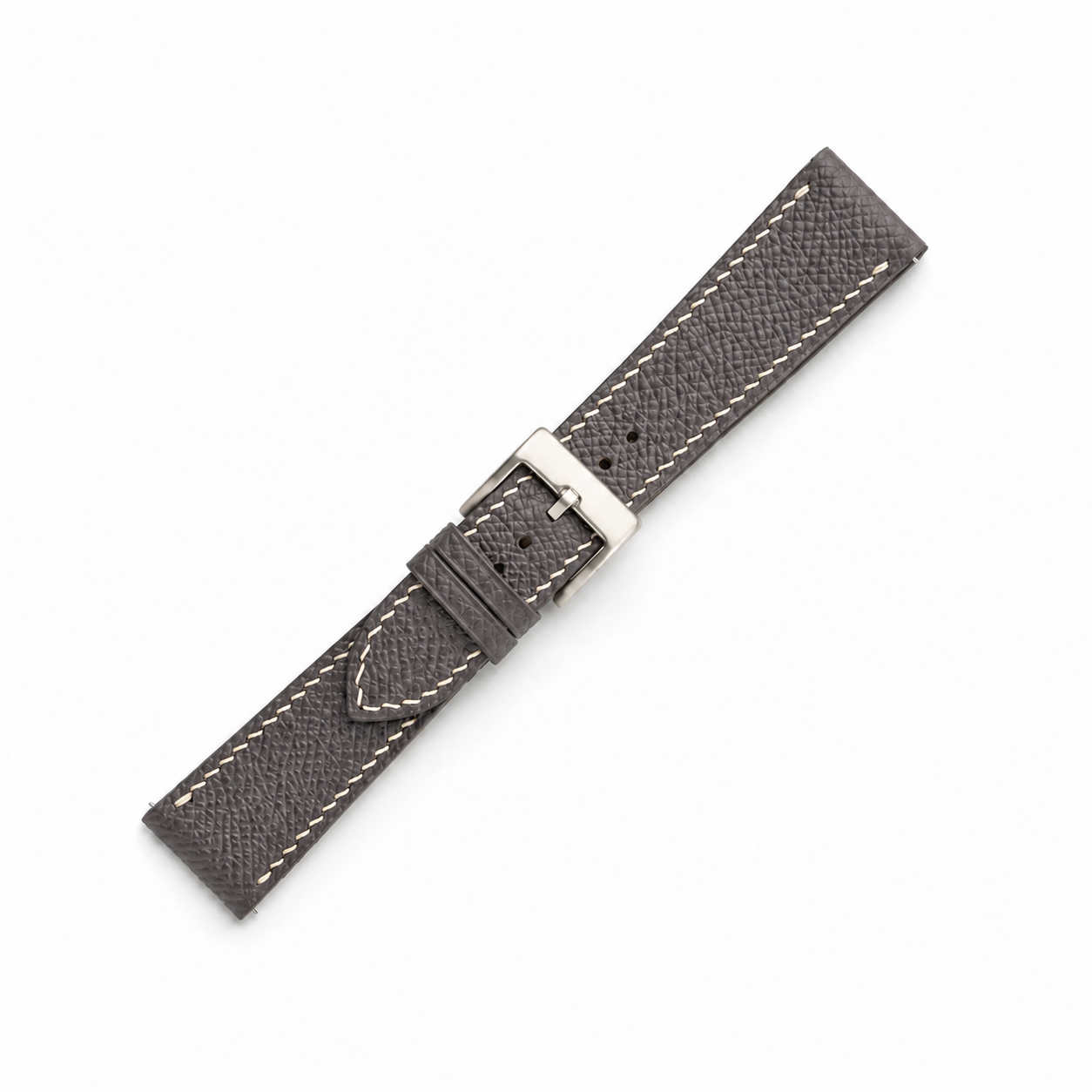 Flat Grey Epsom Leather Watch Strap