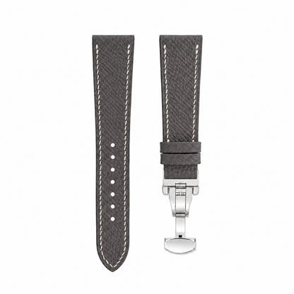 Flat Grey Epsom Leather Watch Strap