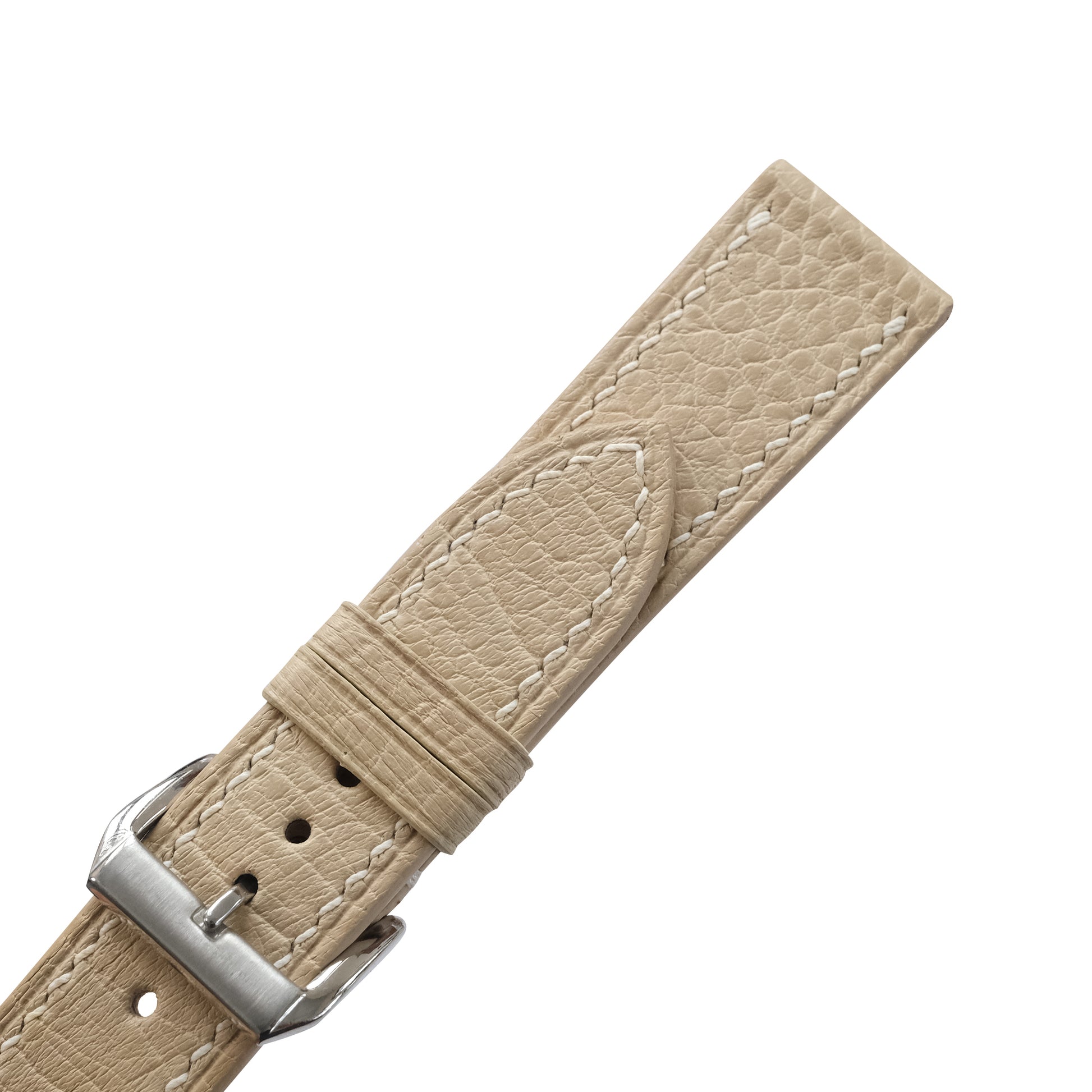 Flat Ivory Beige Smooth Ostrich Leather Watch Strap