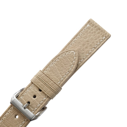 Flat Ivory Beige Smooth Ostrich Leather Watch Strap