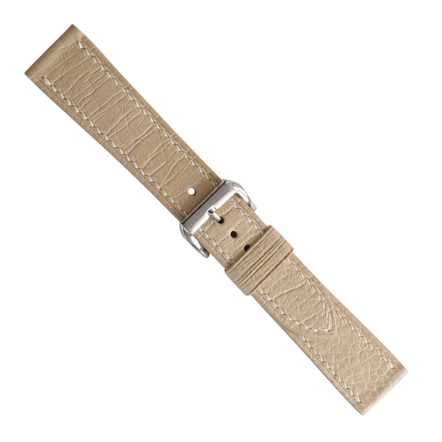 Flat Ivory Beige Smooth Ostrich Leather Watch Strap