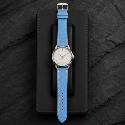 Flat Light Blue Epsom Leather Watch Strap