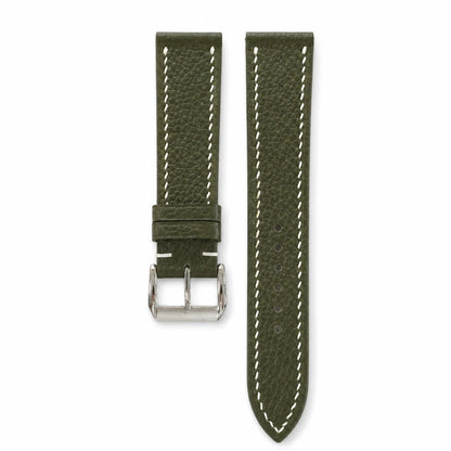Flat Moss Green Togo Leather Watch Strap