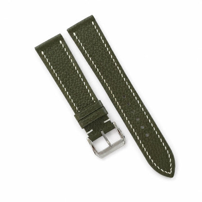 Flat Moss Green Togo Leather Watch Strap