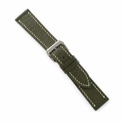 Flat Moss Green Togo Leather Watch Strap