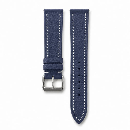 Flat Navy Togo Leather Watch Strap - Photo 1