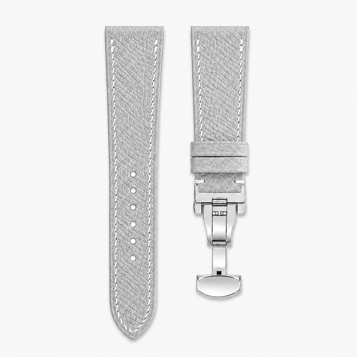 Flat Off White Epsom Leather Watch Strap