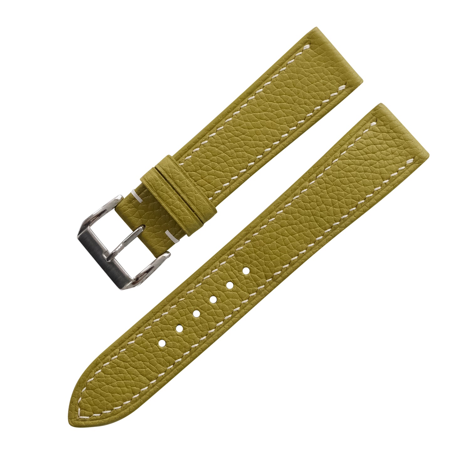 Flat Olive Green Togo Leather Watch Strap