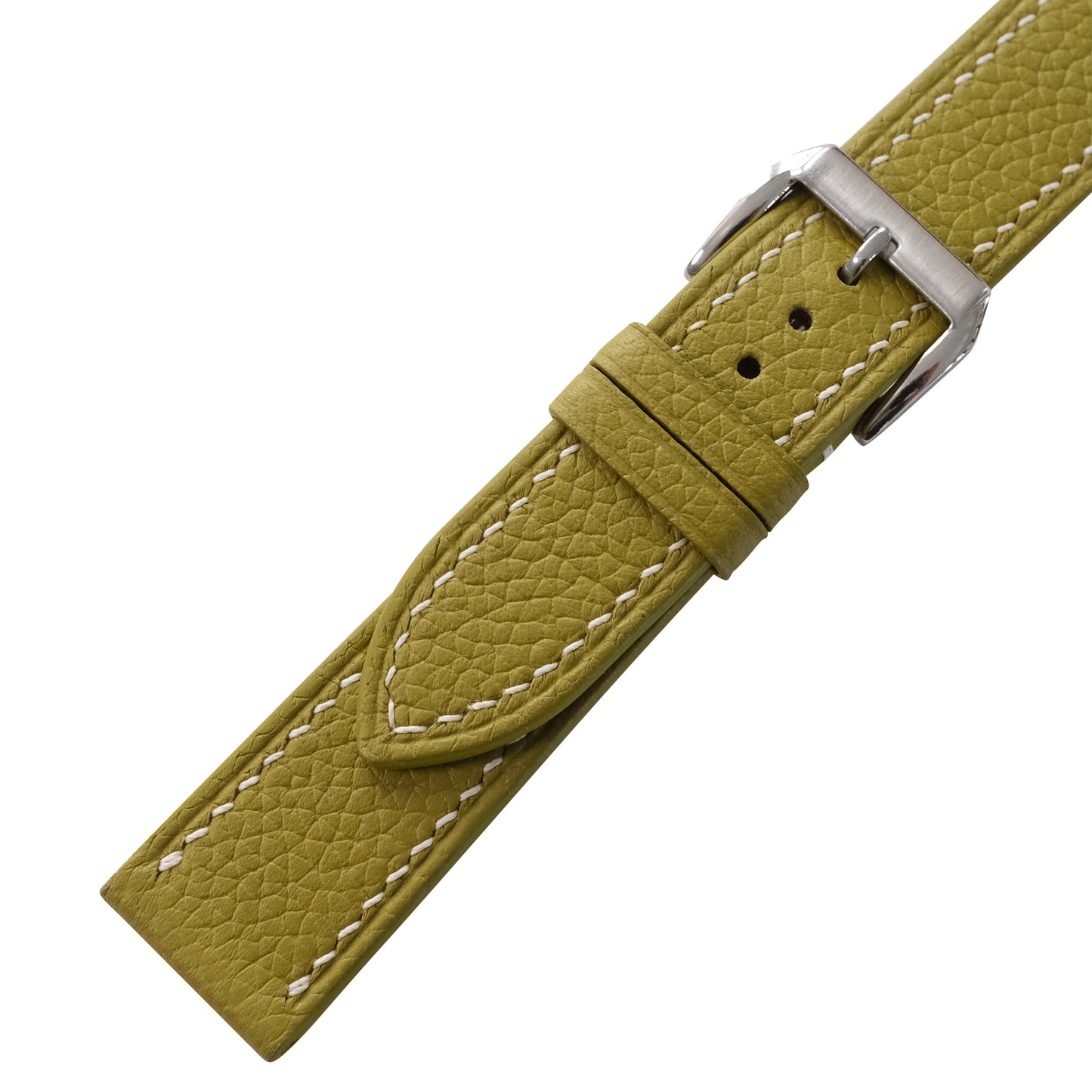 Flat Olive Green Togo Leather Watch Strap