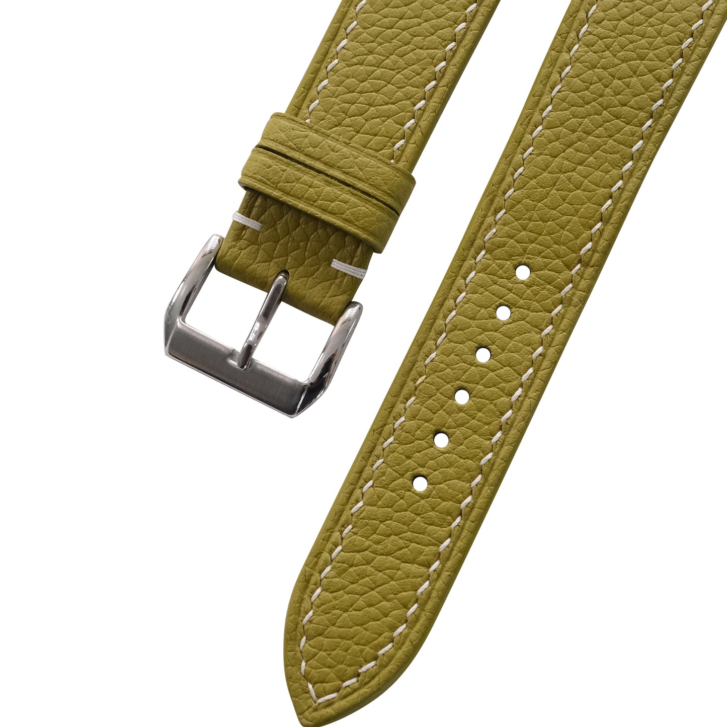 Flat Olive Green Togo Leather Watch Strap