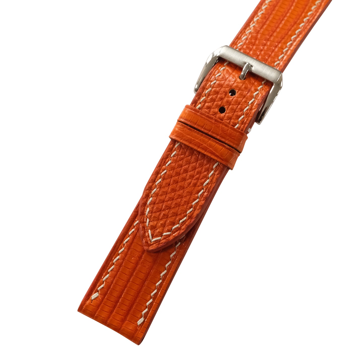 Flat Orange Lizard Leather Watch Strap