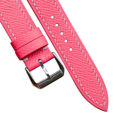 Flat Pink Epsom Leather Watch Strap