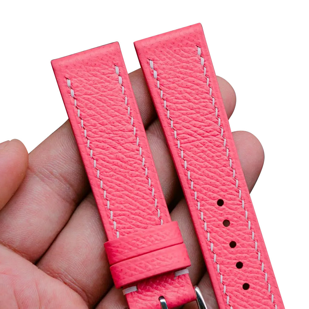 Flat Pink Epsom Leather Watch Strap
