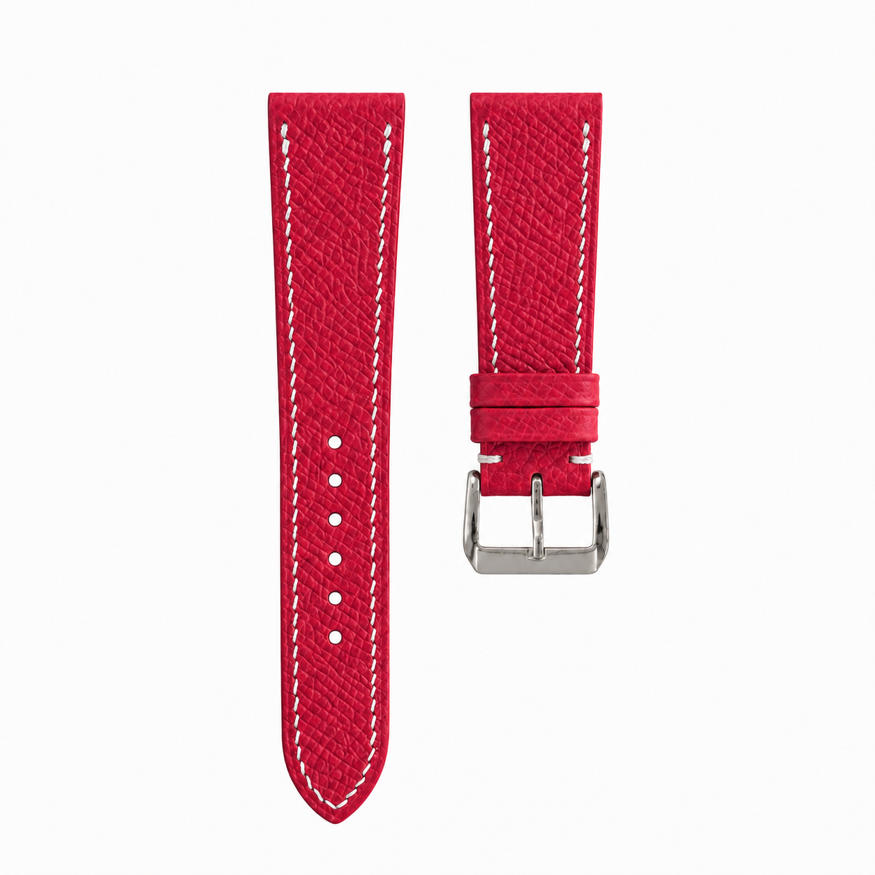 Flat Red Epsom Leather Watch Strap