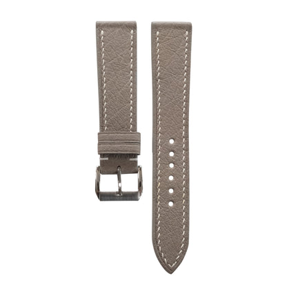 Flat Taupe Gray Smooth Ostrich Leather Watch Strap
