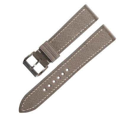 Flat Taupe Gray Smooth Ostrich Leather Watch Strap