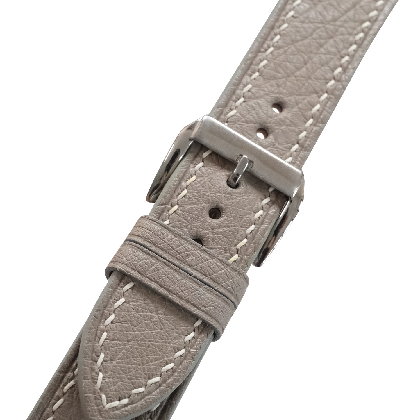 Flat Taupe Gray Smooth Ostrich Leather Watch Strap